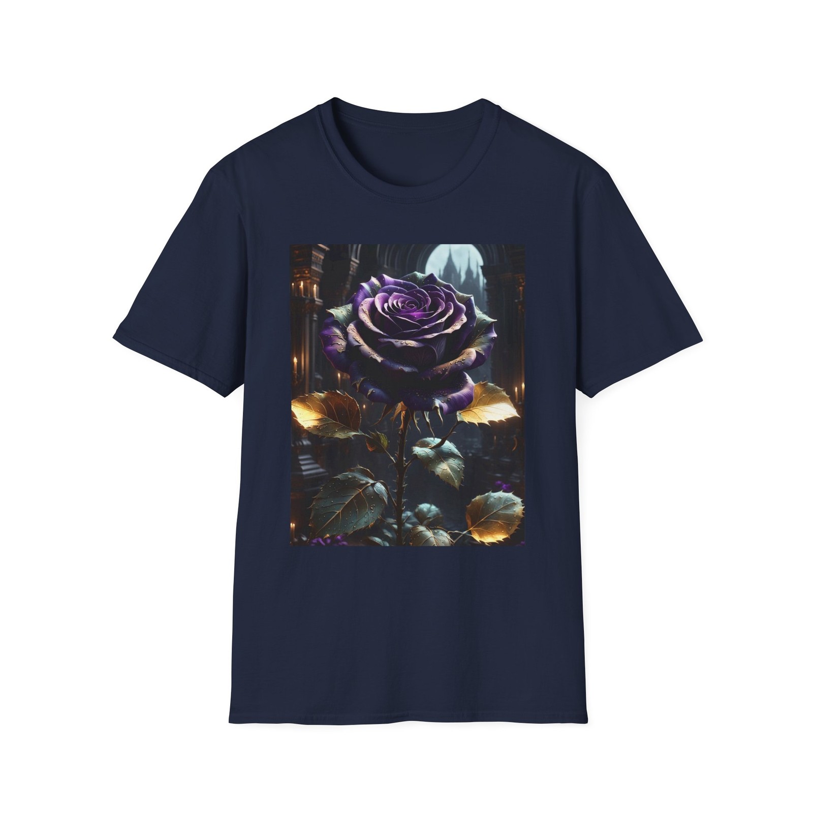 Rose Purple Flower Dark Gothic Cotton T-Shirt Gift Tee