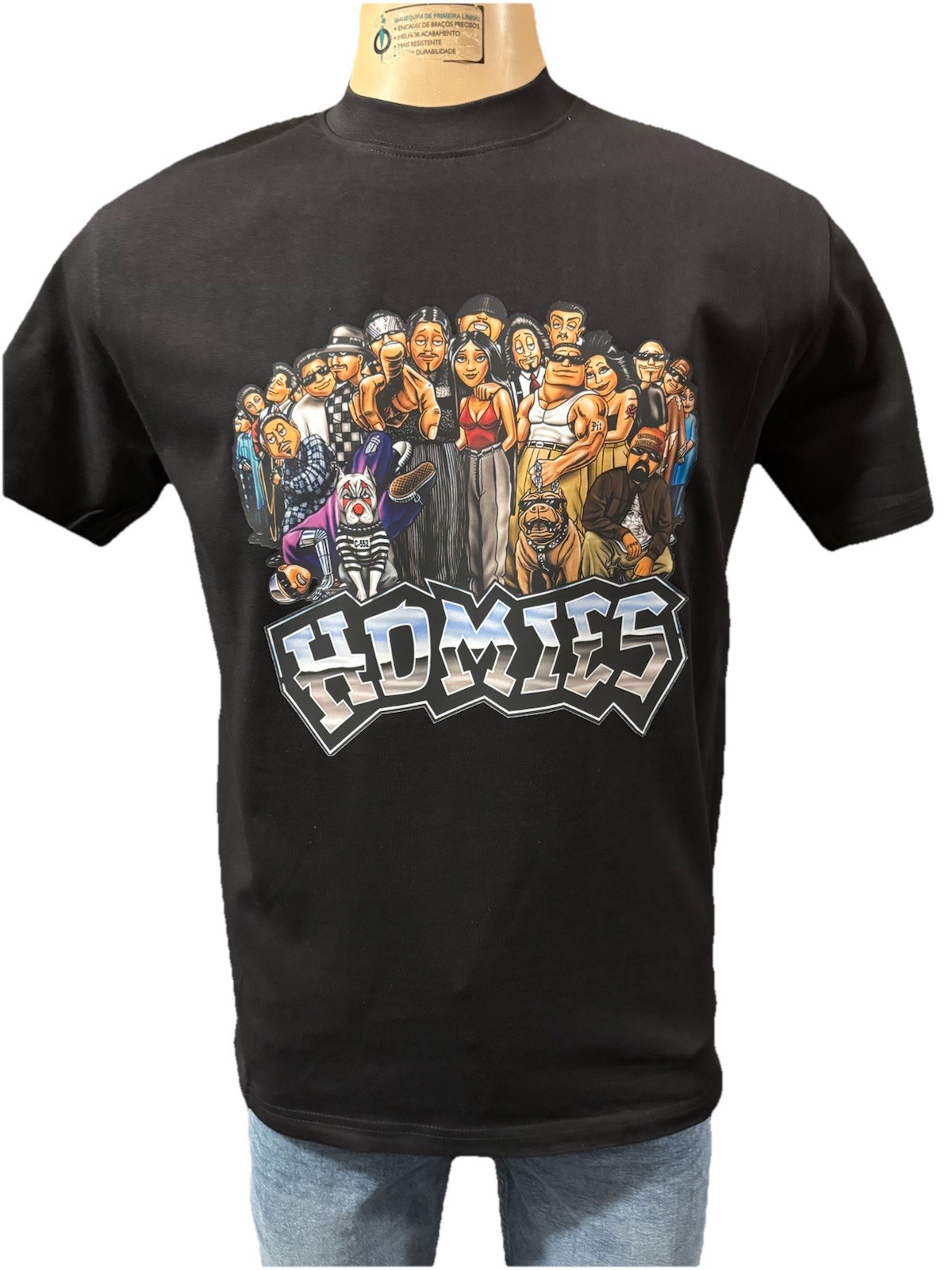 Homies Dtf Printed T-Shirt Black front or back logo All Sizes Regular Fit