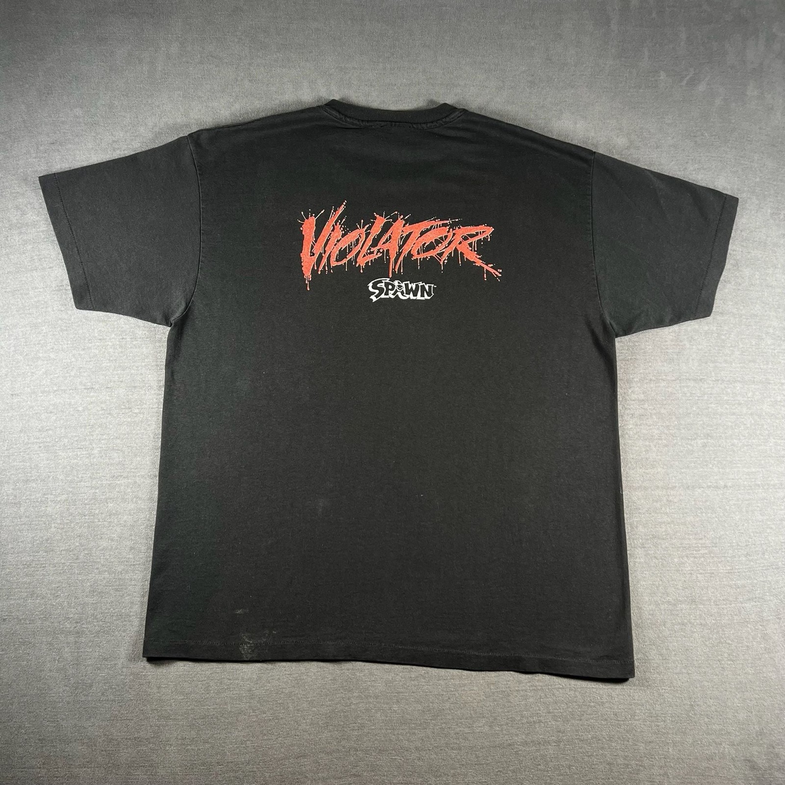 Vintage 1993 Spawn Violator Todd McFarlane Graphic Black Faded T-Shirt 90s