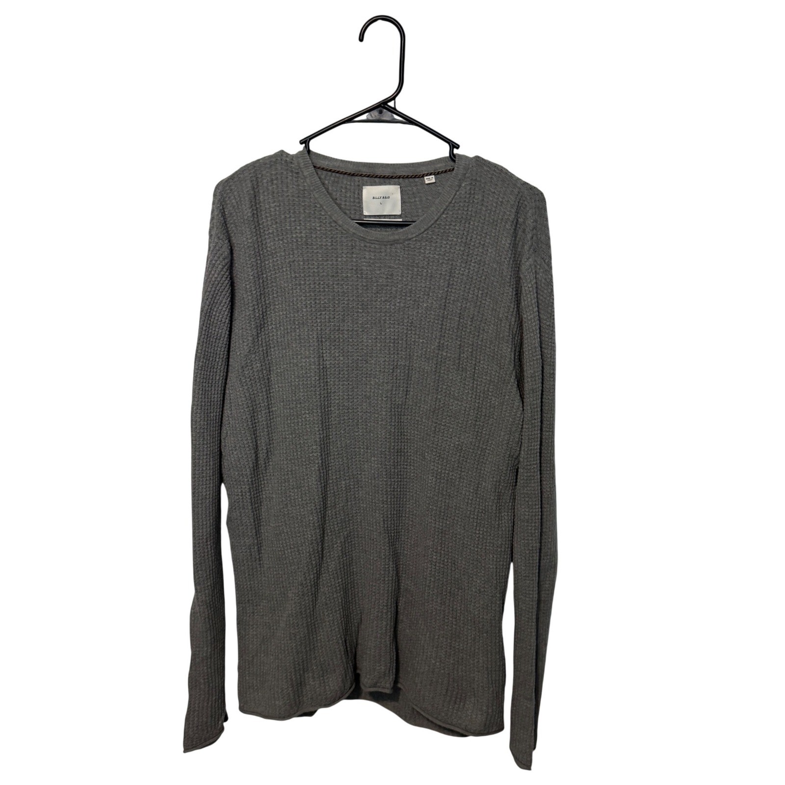Billy Reid Thermal Waffle Knit Shirt Mens Large Gray Cotton Cashmere Made Italy