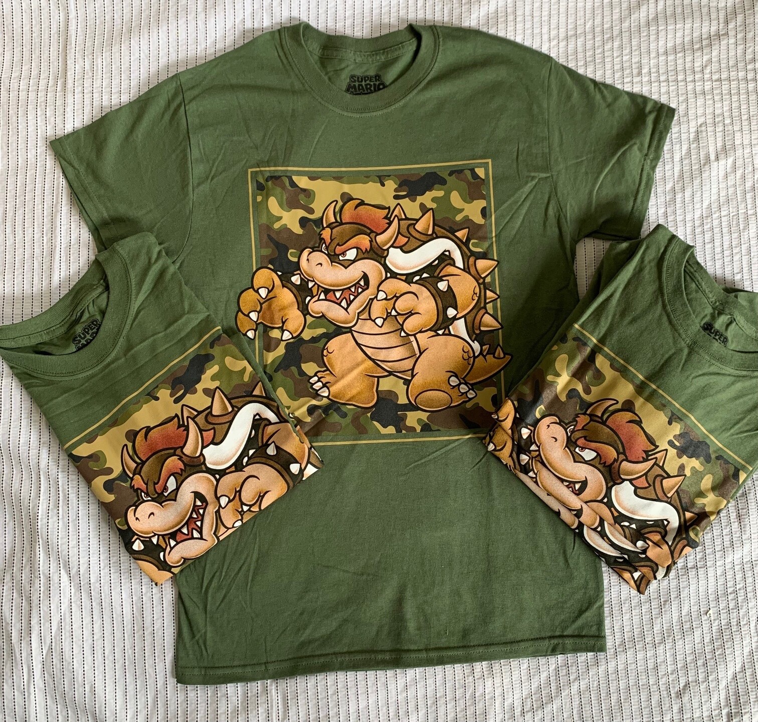 Super Mario Bros. Bowser Olive T-Shirt Size XL