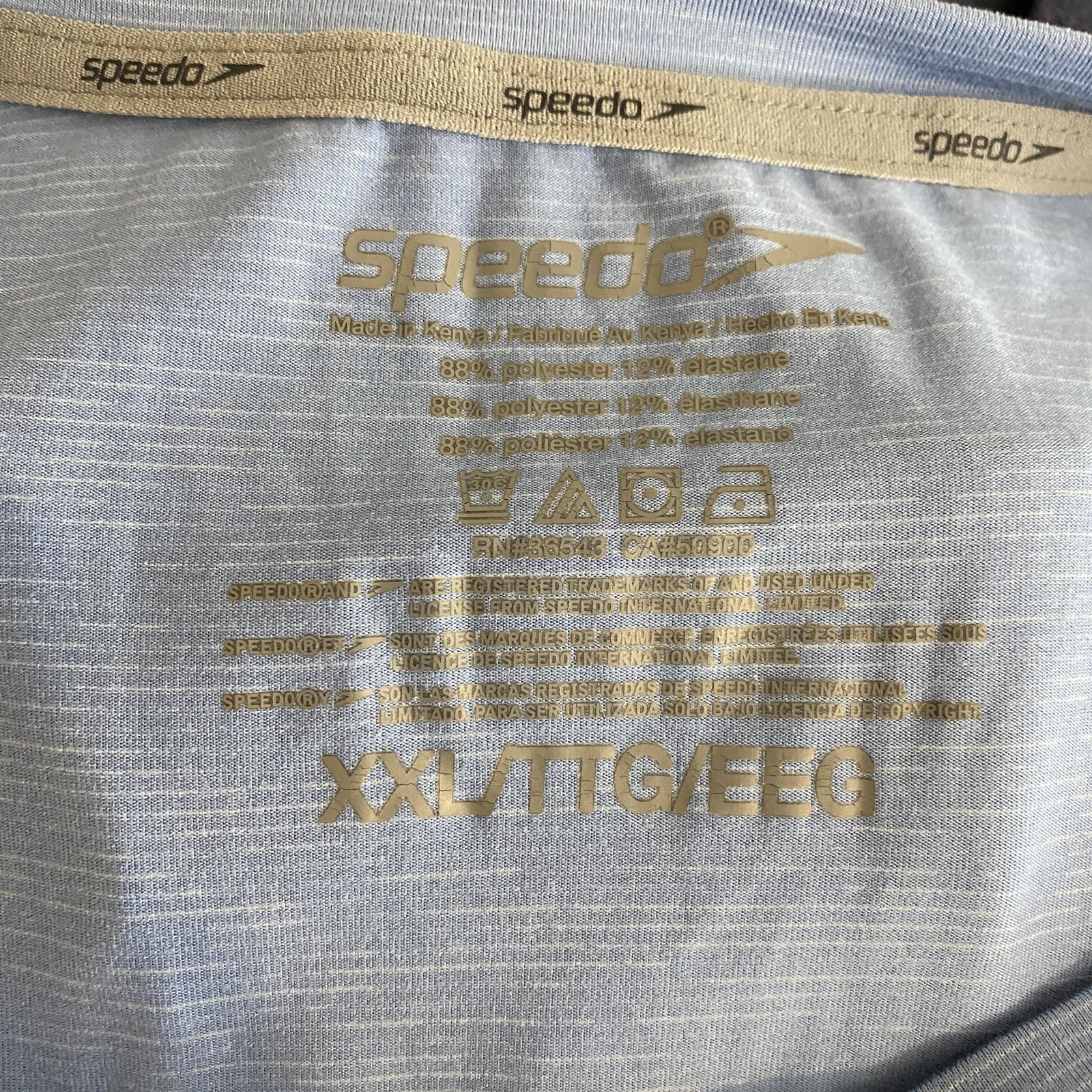 Speedo Shirt Mens 2XL Blue Tagless UV Protection Crew Neck Polyester Spandex