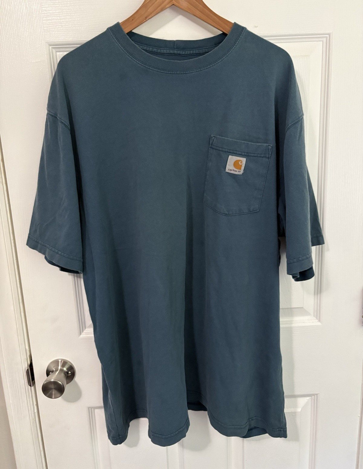 Carhartt Blue Solid Pocket Logo Short Sleeve Crew Neck T-Shirt Men 2XL