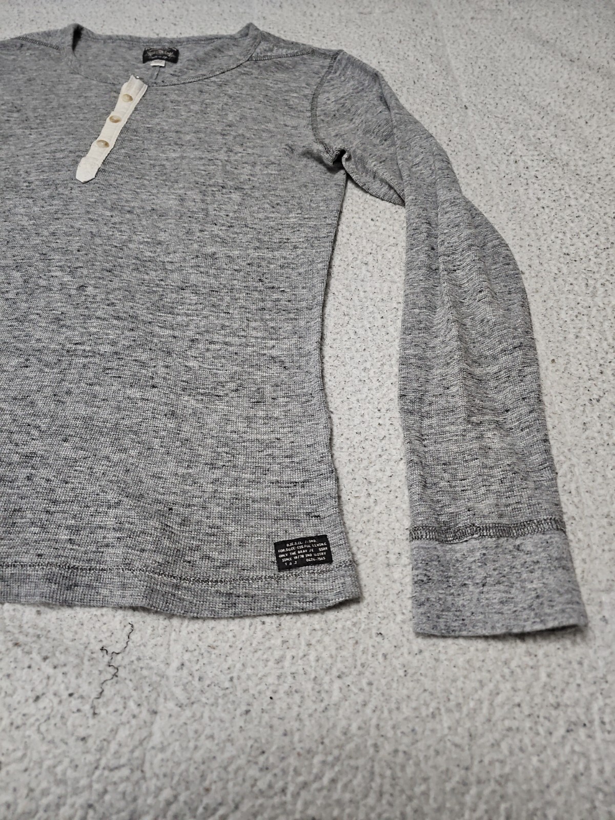 Diesel Industry Henley Stitched Nobel Gray Woven Long Sleeve Shirt SZ Large