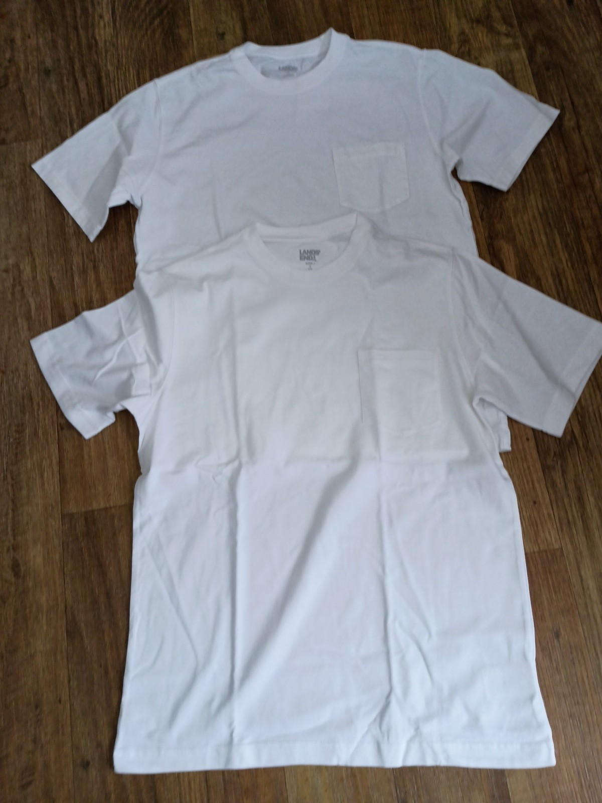 Lands’ End Men’s Solid Super-T Short Sleeve T-Shirt (34-36) Small White NWOT
