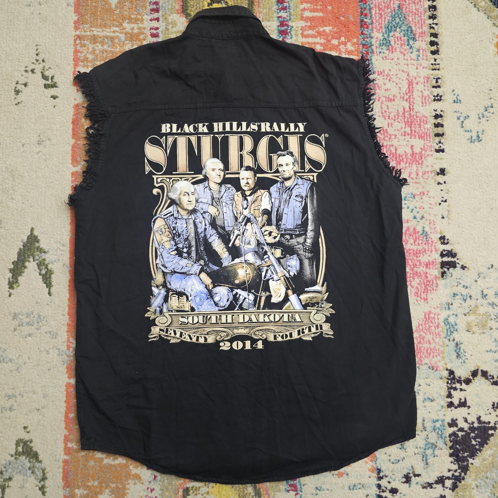 Bike Wear USA Mens XL Sturgis Hills Rally 2014 Biker Button Down Fringe Vest