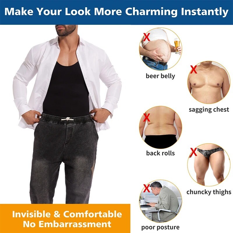 Fajas Colombianas Para Hombre Men Compression Full Body Shaper Workout Bodysuit