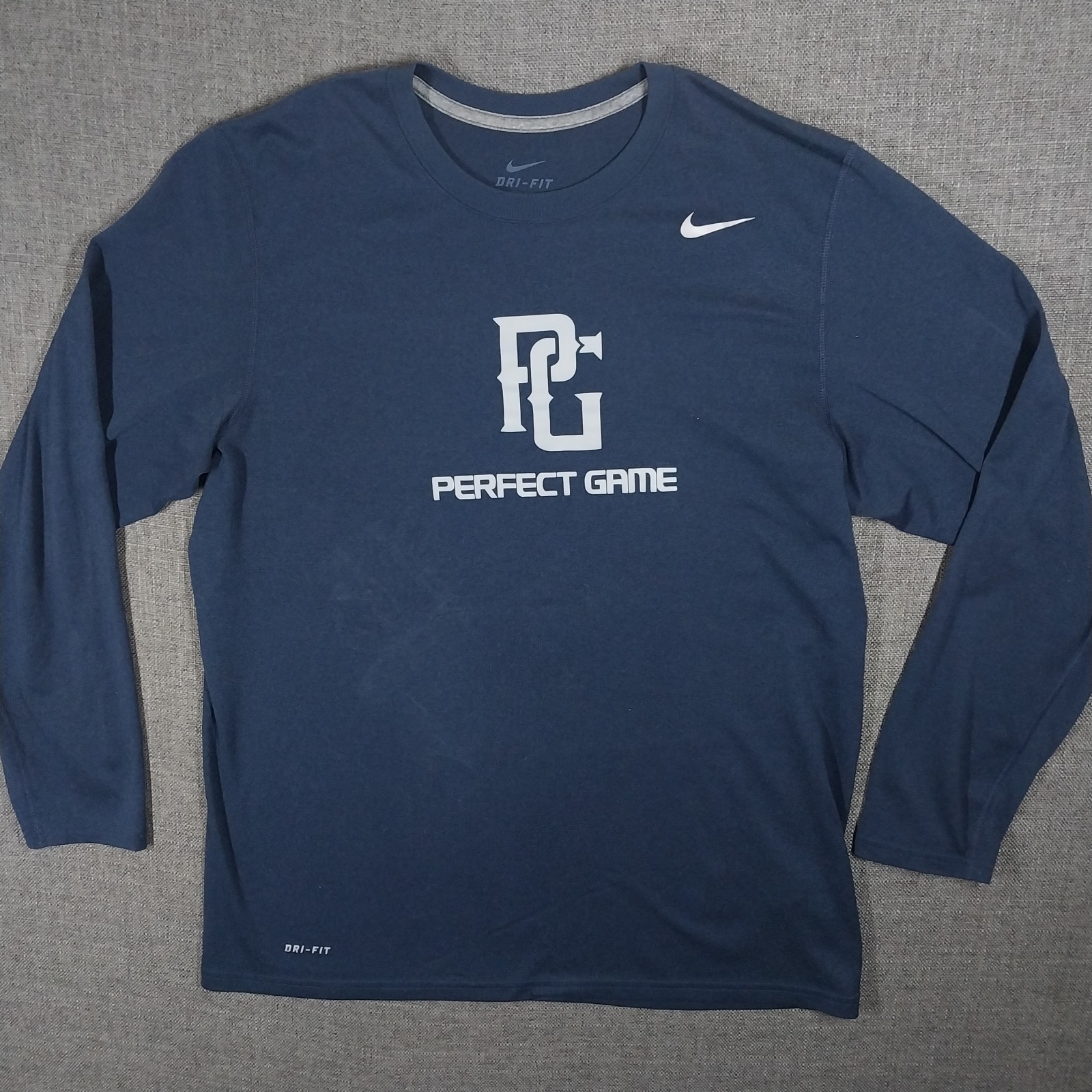 Nike Perfect Game Baseball Long Sleeve T Shirt Large Navy Blue