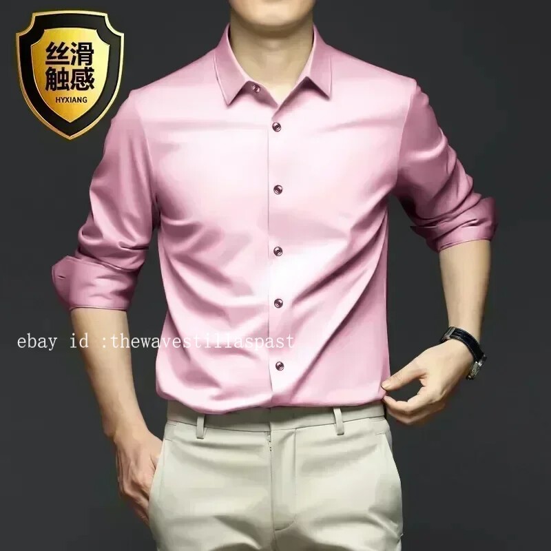 Men’s Shirt Long Sleeve Non Iron Wrinkle Resistant Business Dress Casual Shirt