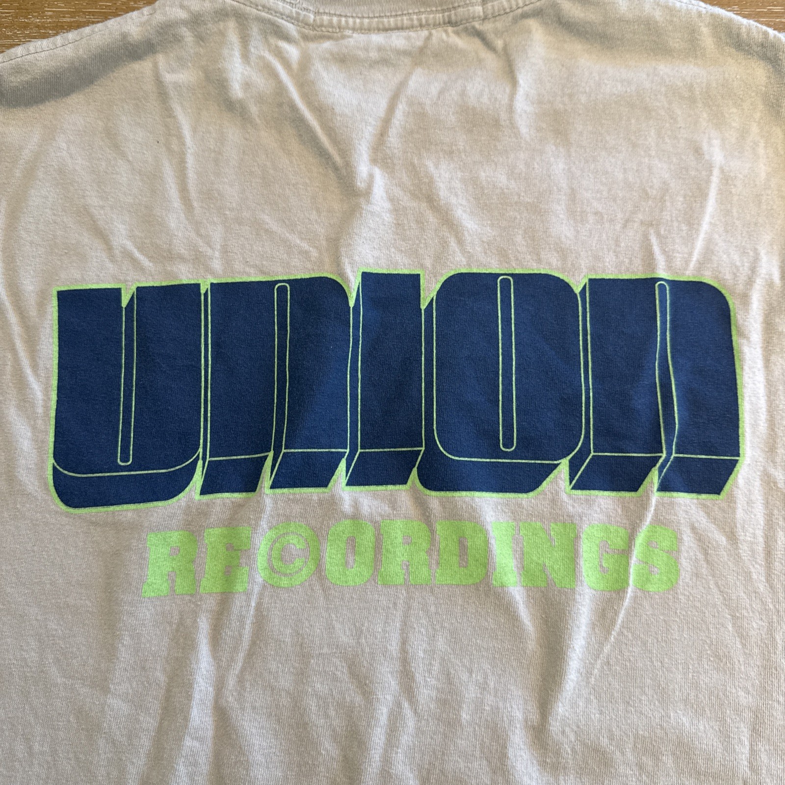 Union Los Angeles 30 Year Recordings T Shirt Size 2 Medium Vintage Light Bone