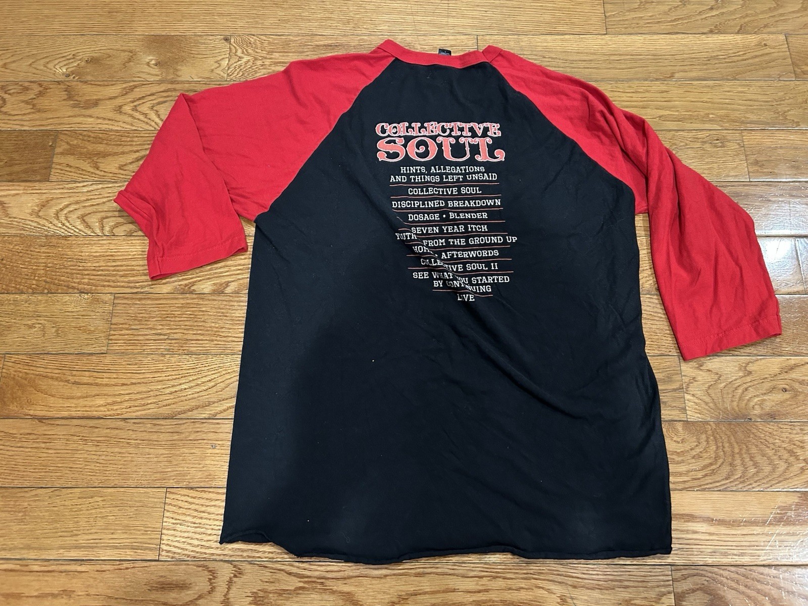 Collective Soul Band Shirt Mens L Tultex Raglan Baseball Tee Tour Discography