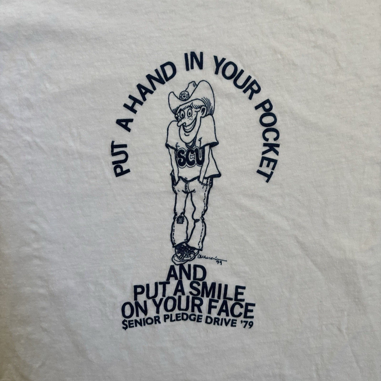 Vtg 70s Santa Clara University SCU T-Shirt Size L 1979 Senior Pledge 80s College