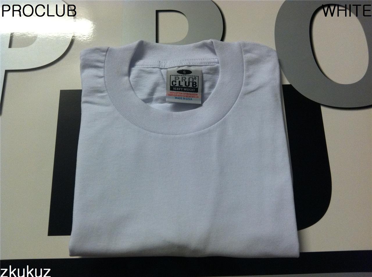 6 NEW PROCLUB HEAVY WEIGHT T-SHIRT WHITE PLAIN PRO CLUB BLANK S-7XL 6PC