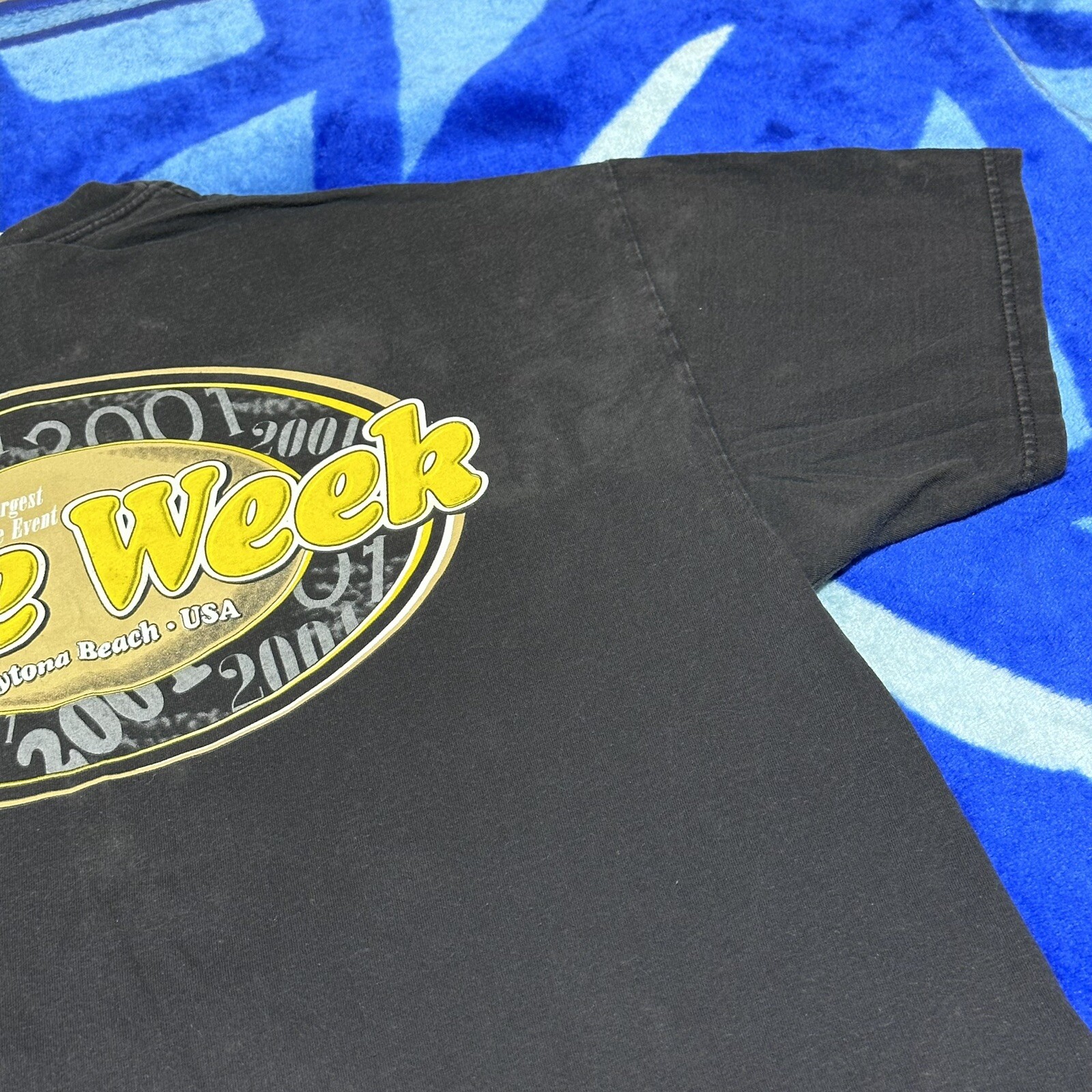 Vintage 2000s Bike Week Daytona Florida Flaming Skulls Faded Black T-Shirt Sz XL
