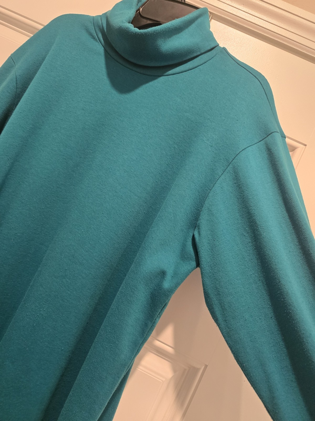Vintage Lands’ End Shirt Men’s Large Teal Seamless Turtleneck High Neck LS USA