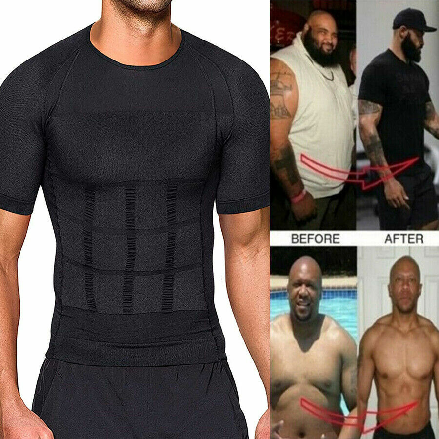 Men’s Slimming Body Shaper Posture Corrector Vest Abdomen Compression Shirt Tops