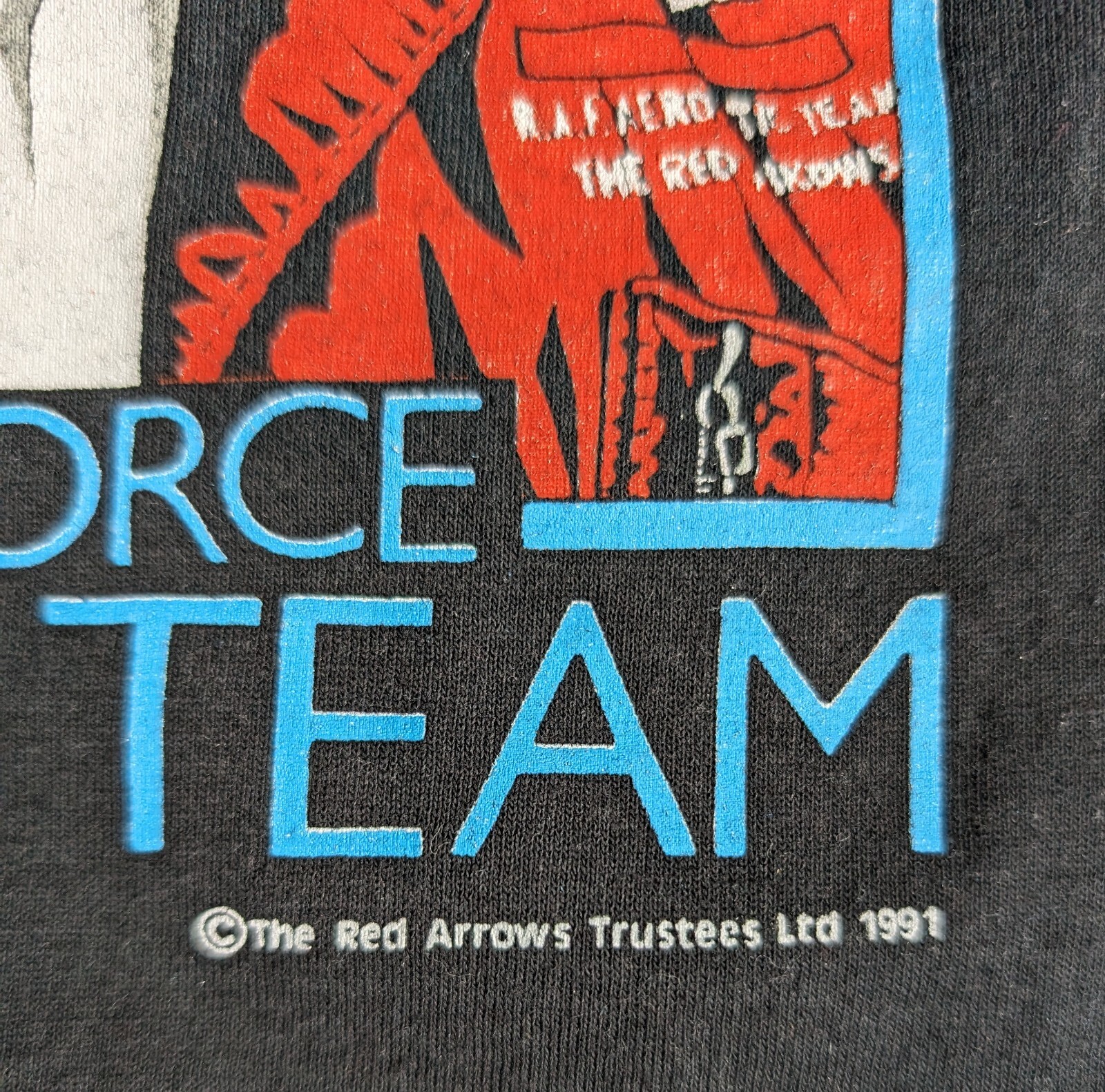 1991 Red Arrows RAF Aerobatic Team 1991 Black Screen Stars Single Stitch Large