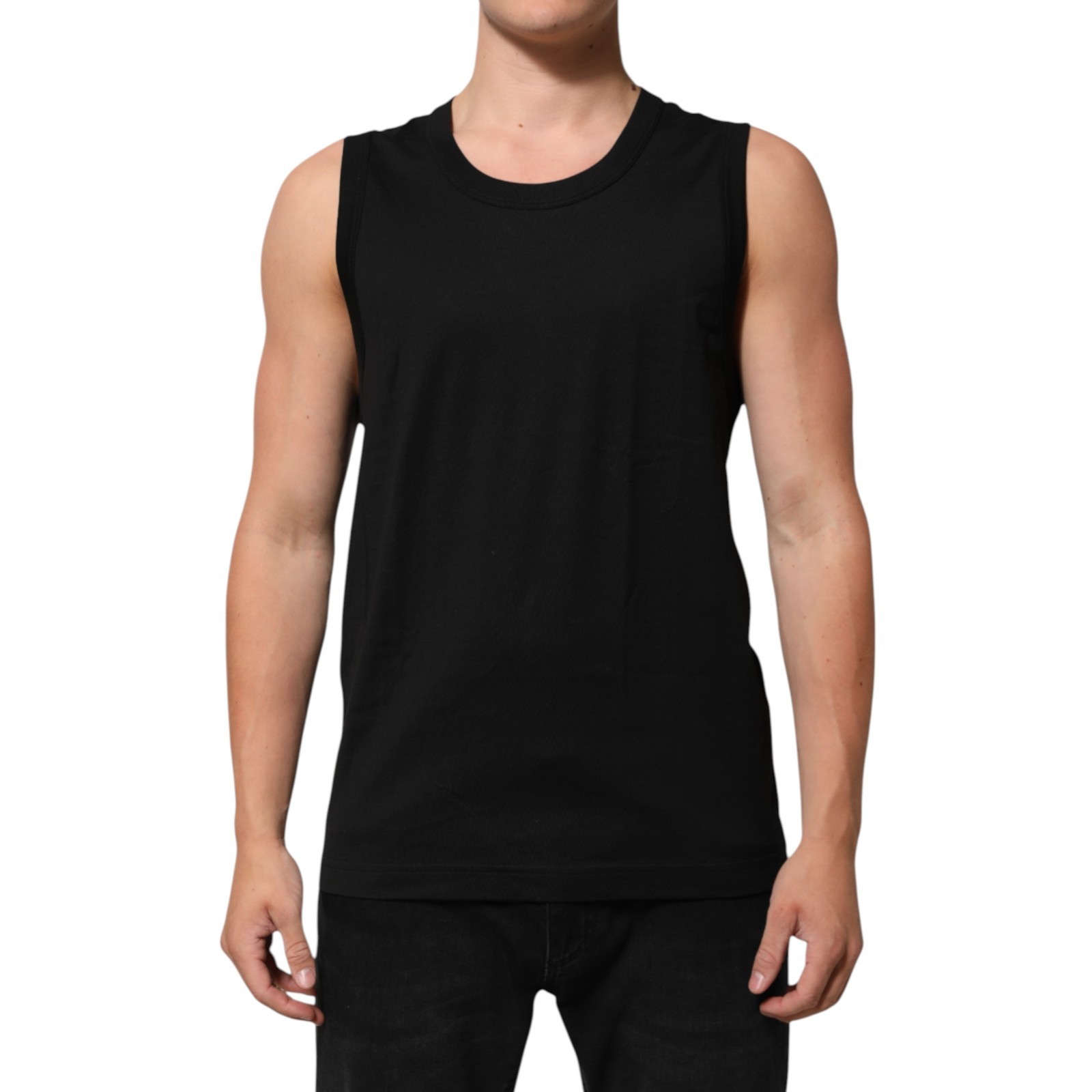 DOLCE & GABBANA T-shirt Black Cotton Sleeveless Men Tank Top IT48/US38/M 300usd