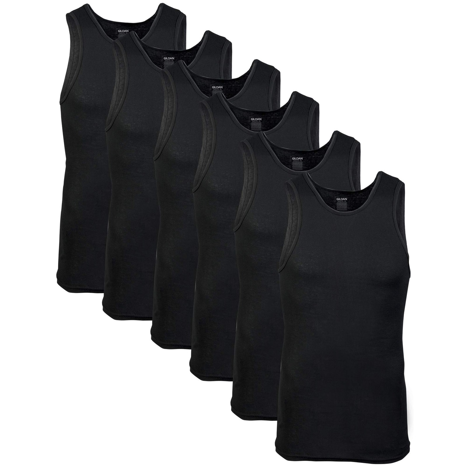 Gildan Men’s A-Shirt Tanks, Multipack, Style G1104 XX-Large, Black (6-pack)