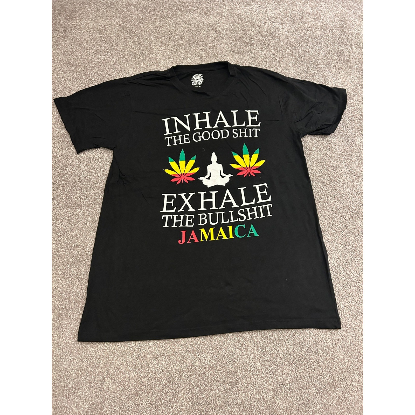 Show Off Clothing T-Shirt Mens XL Black Excellent Jamaica Inhale Exhale Graphic