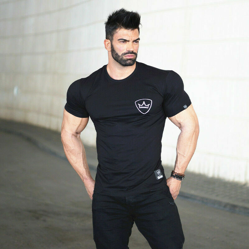 Men’s Bodybuilding Gym Workout T-Shirt Muscle Shaper Sport Fitness Active Tee