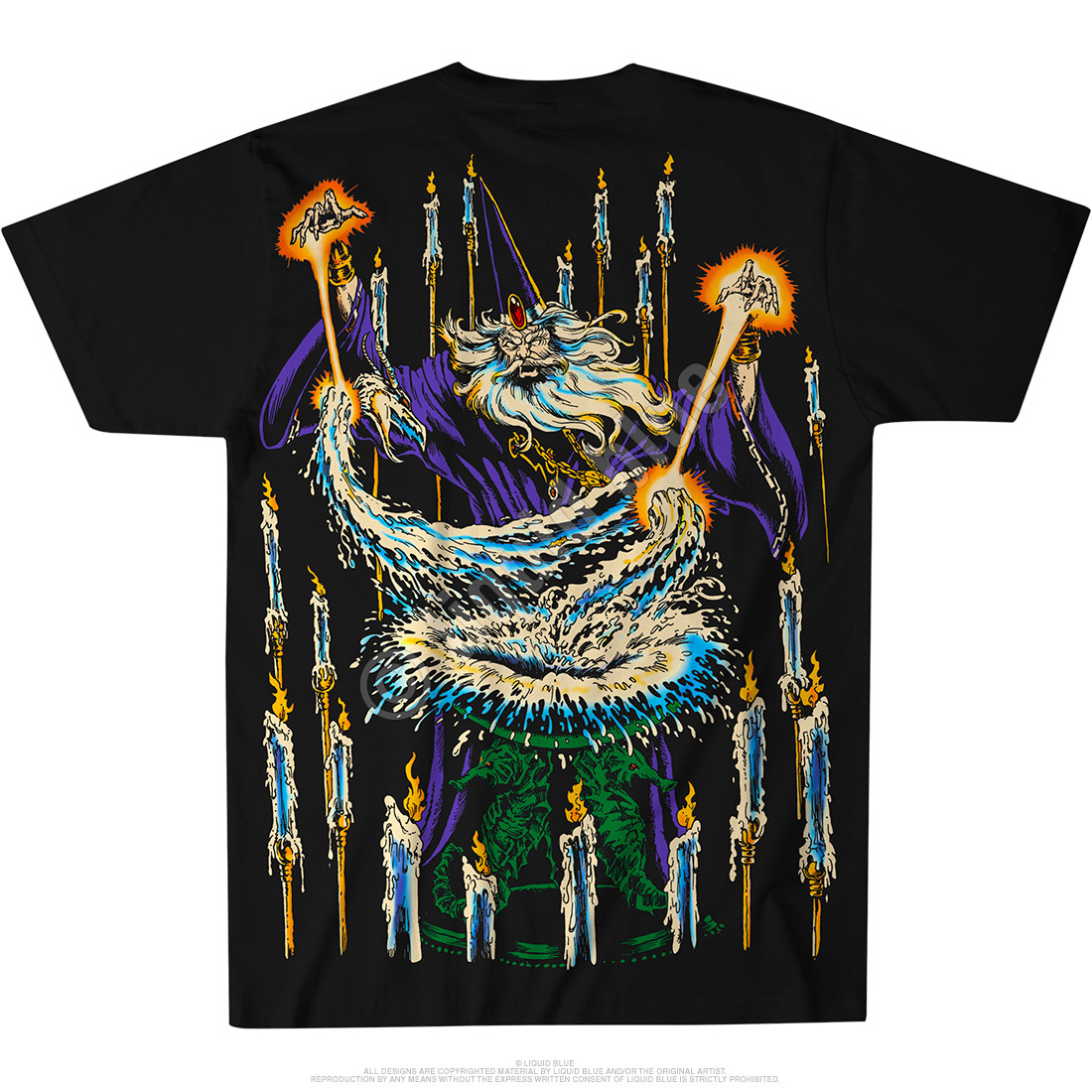 WIZARD-Big Print 2 SD T-SHIRT S,M,L,XL,XXL LIQUID BLUE Merlin,Potter,Necromancer