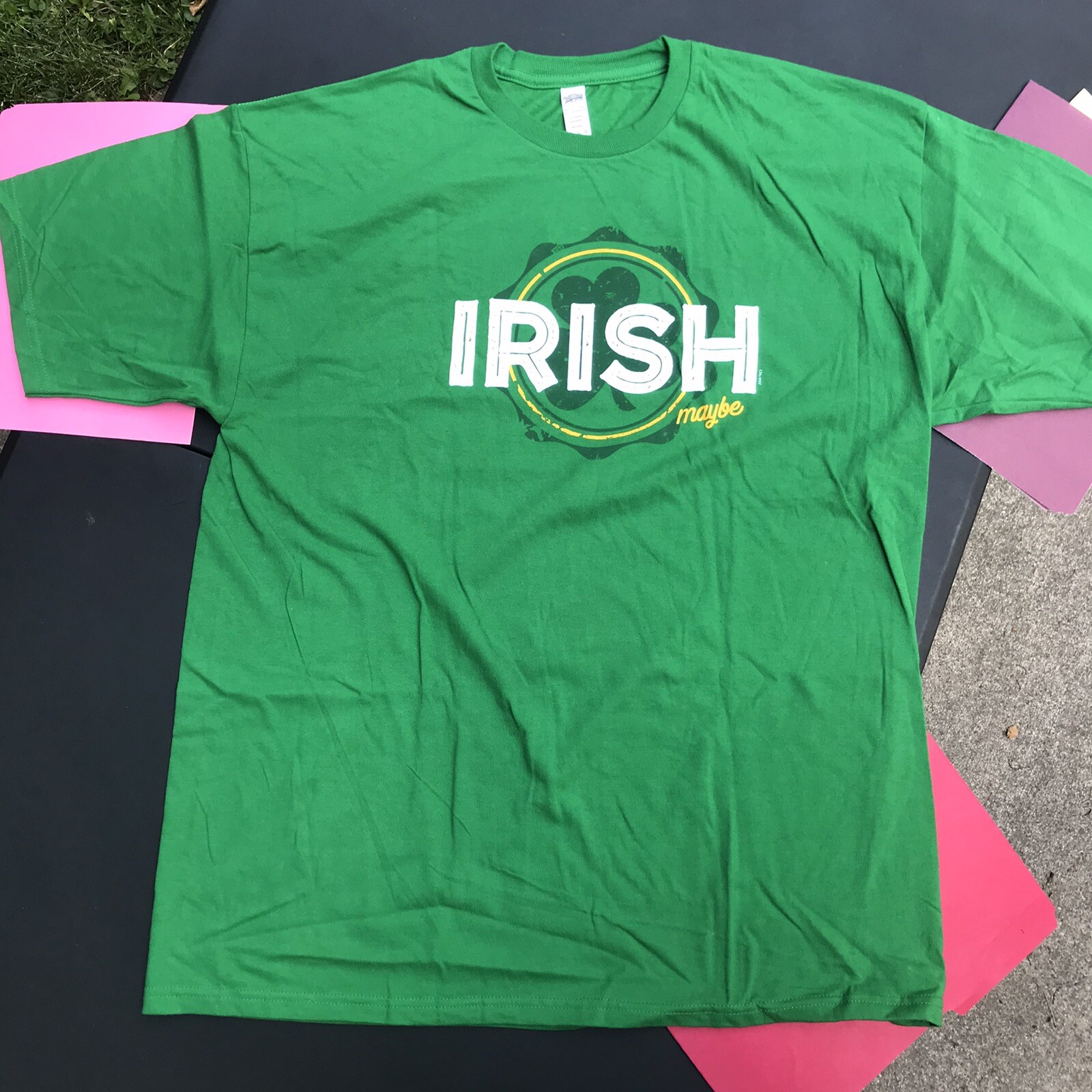 Men’s XL ~Irish Maybe~ Saint Patrick’s Day Green Graphic T-Shirt 100% Cotton New