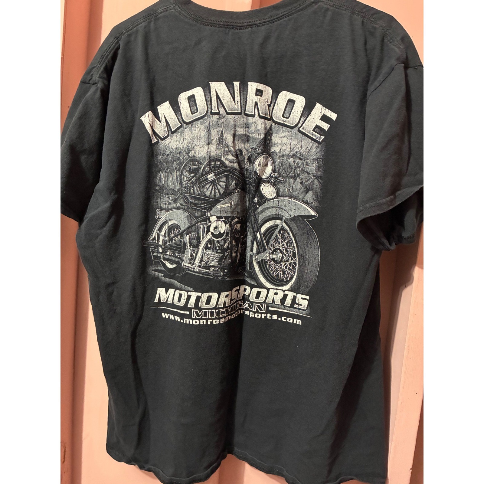 Gildan Monroe Motorsports Michigan Motorcycle Graphic T-Shirt Black Mens XL