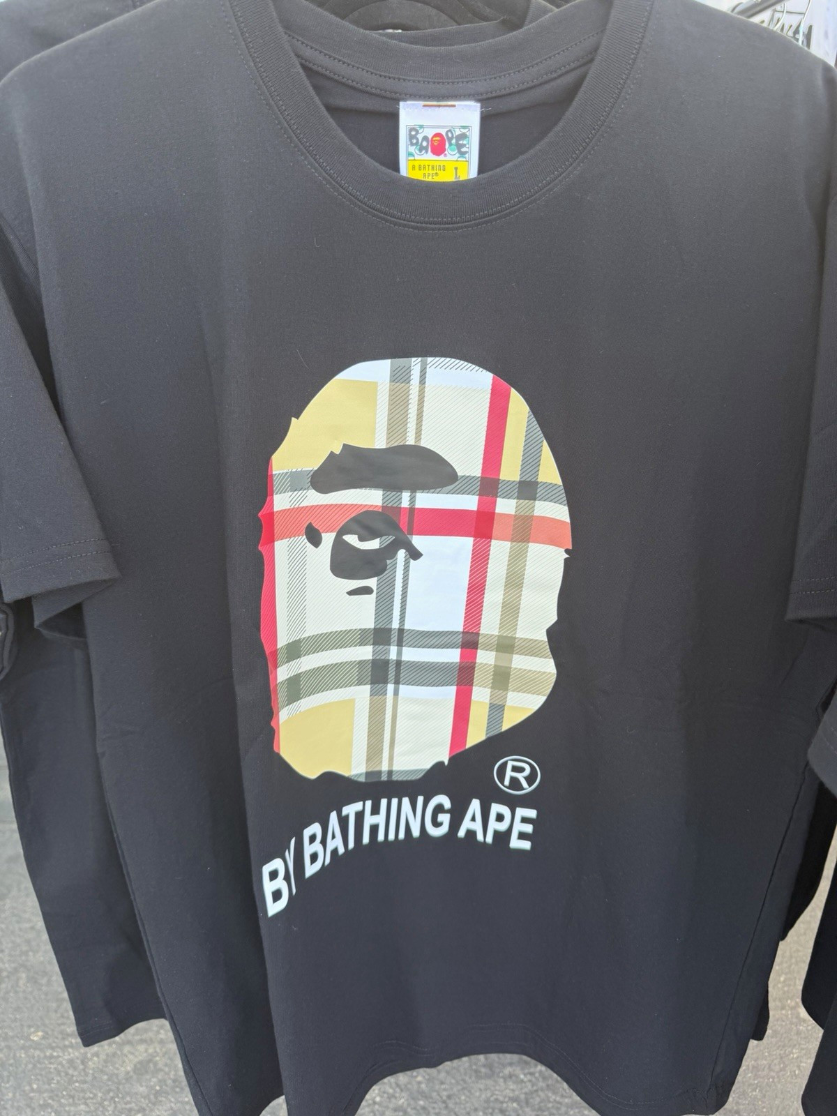 A Bathing Ape BAPE Head Logo Graphic Black Crew Neck T-Shirt Men’s L