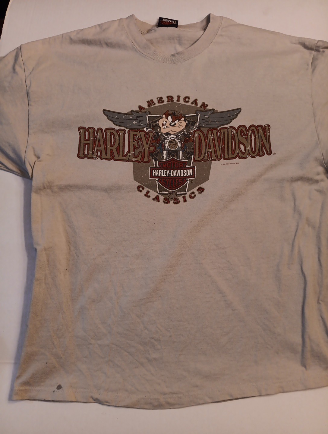 2000 Y2K Harley-Davidson T-Shirt Size XL (2 Stains) Looney Tunes Taz Yosemite TX