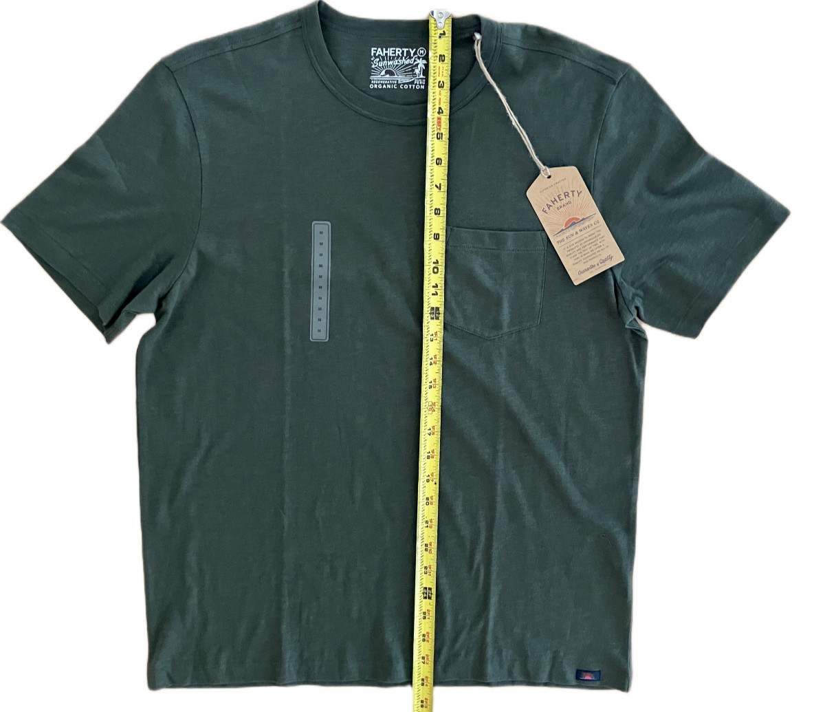 Faherty Men’s Sunwashed Pocket Short Sleeve T-Shirt Sz M NWT Fall Evergreen Fall