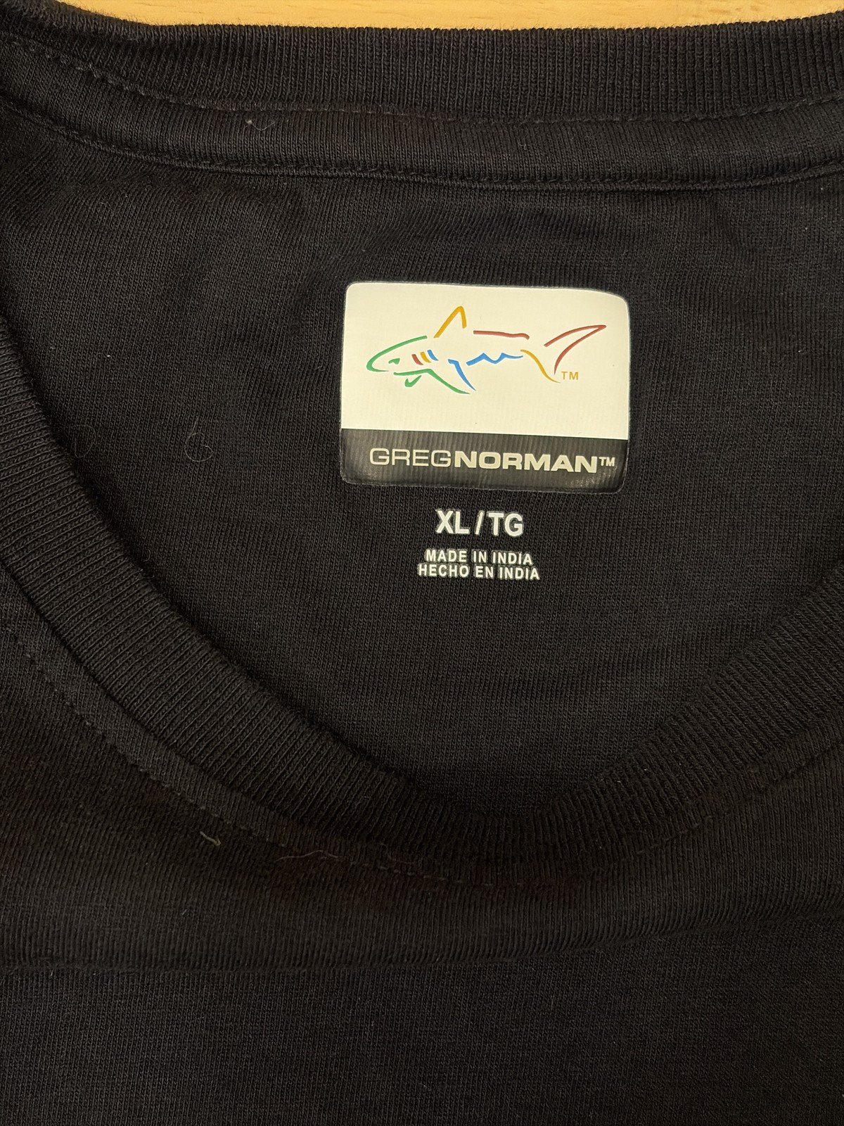 Greg Norman Men’s Black Graphic T-Shirt Multicolor Shark Logo XL