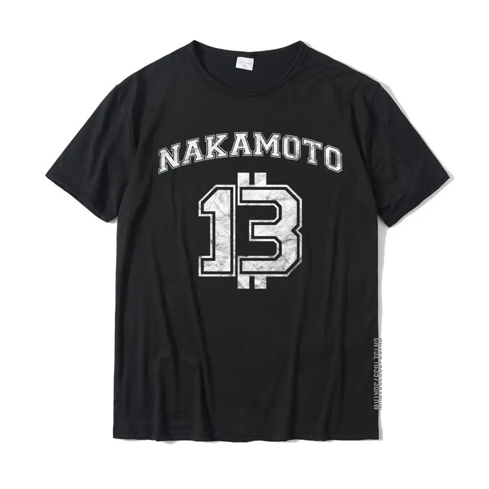 Satoshi Nakamoto Bitcoin Logo College Team Style Distressed T-Shirt Tops T Shirt