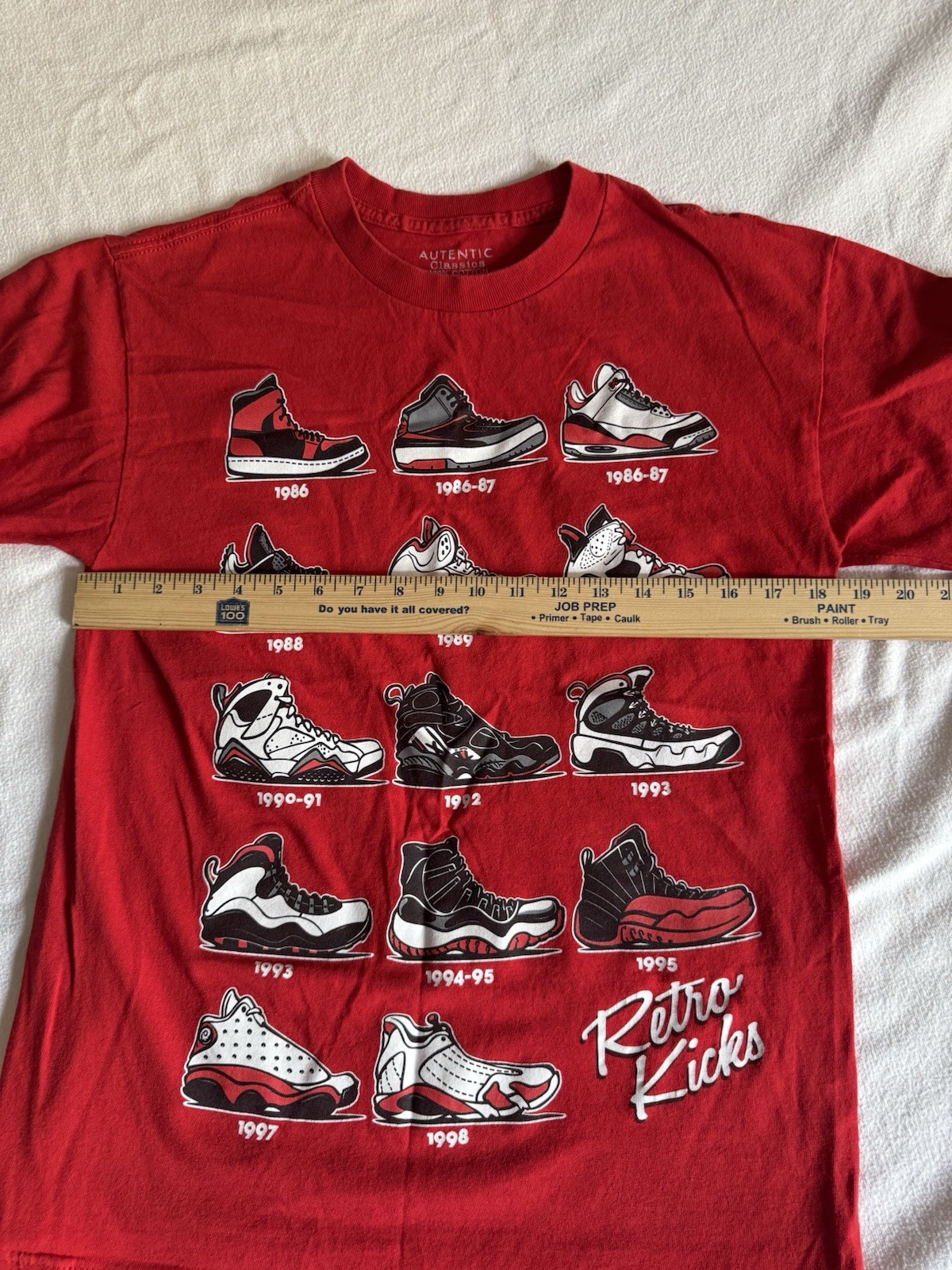 Retro Kicks Evolution of Jordan Red Sneakerhead T-Shirt Men’s Medium
