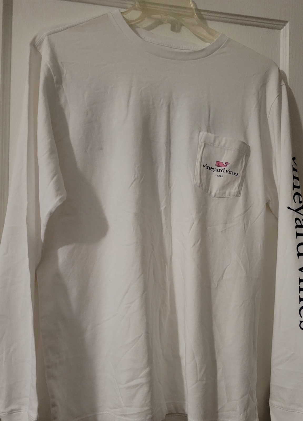Vineyard Vines Texas Whale Pocket Graphic T-Shirt White Men’s M Crew Neck LS