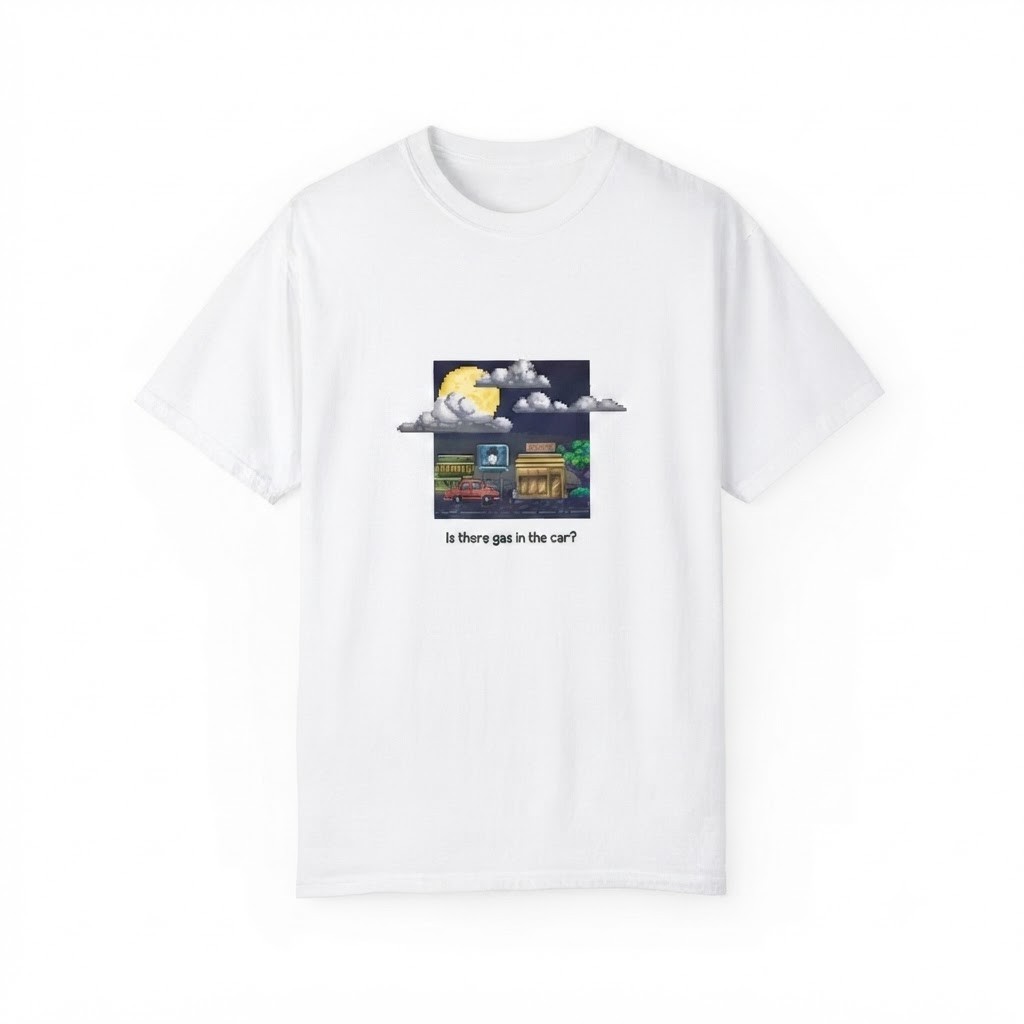 Funny Graphic White T-Shirt, Pixel Car Art Tee, Gift For Friends