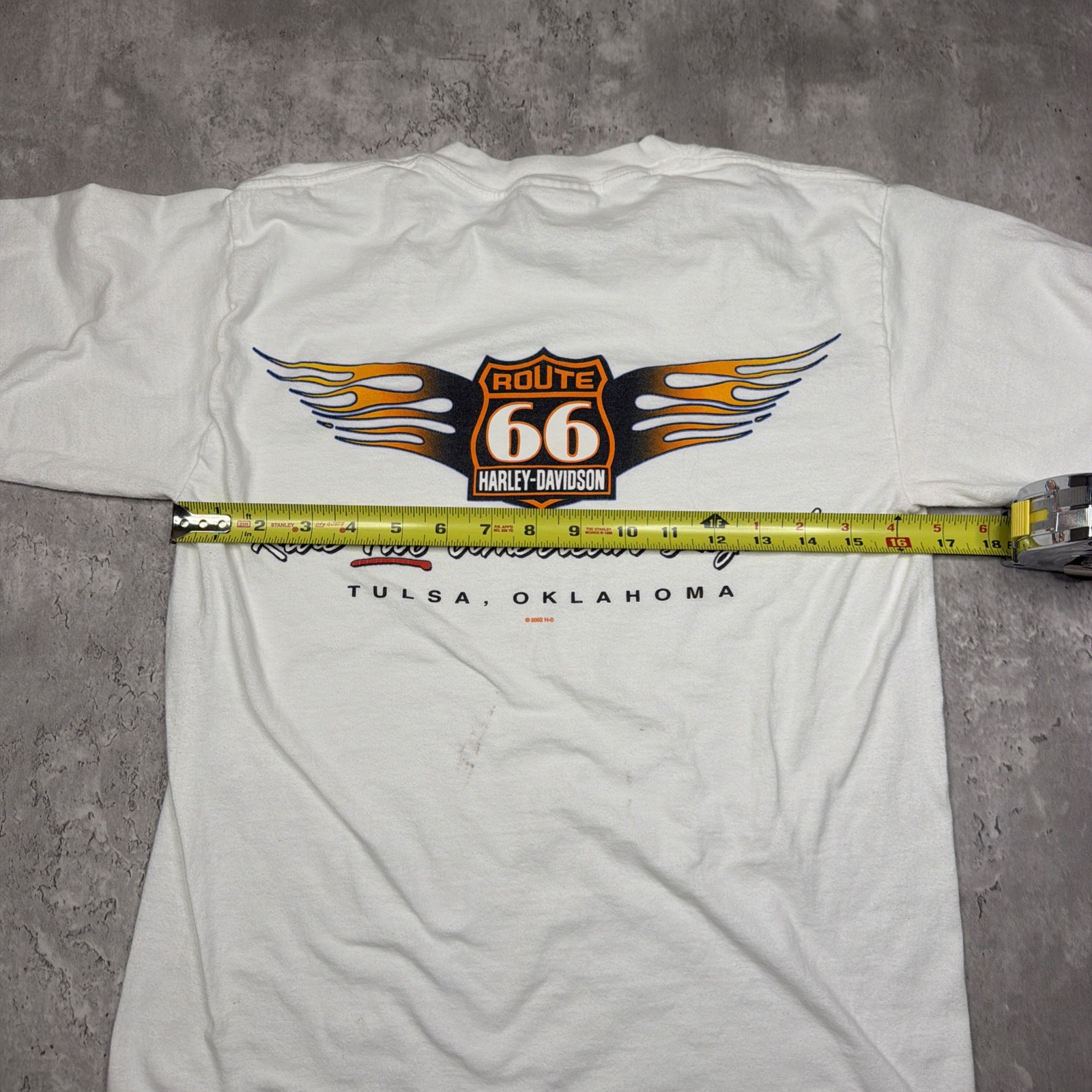 Vintage Harley Davidson Route 66 Flame Long Sleeve Shirt White Small USA 2002 00