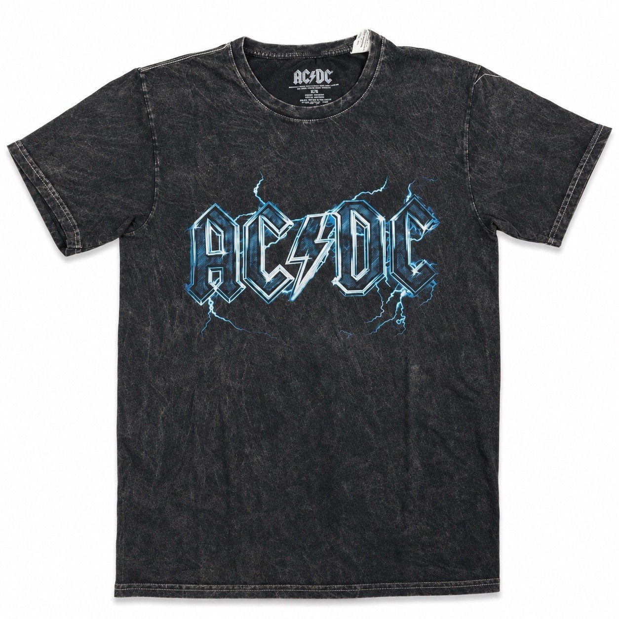 AC/DC World Tour 1977 Band T Shirt Mens Small NWT Acid Wash Graphic Rock Tee