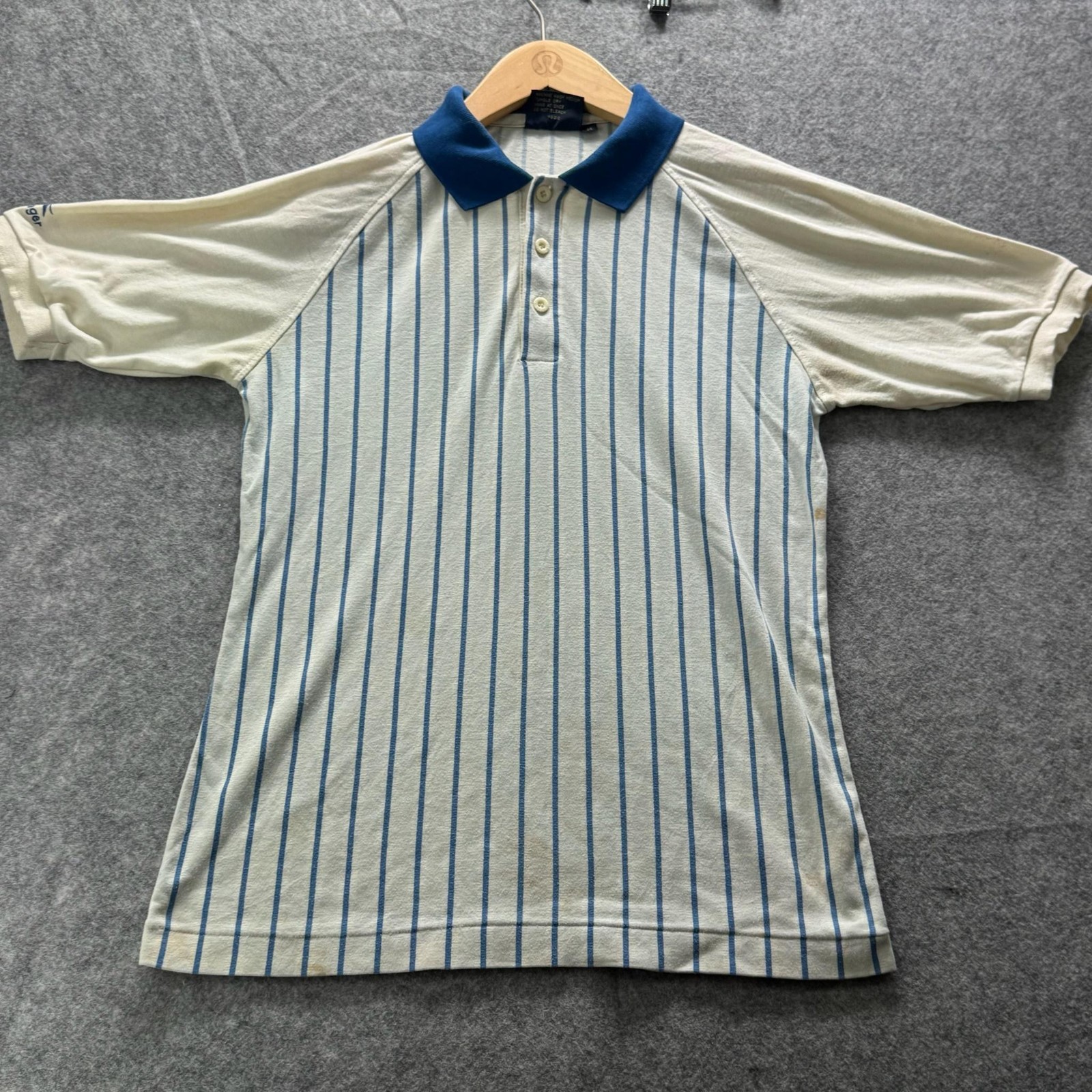 Slazenger Shirt Mens M White Striped Collared Polo Short Sleeve Logo Cotton y2k