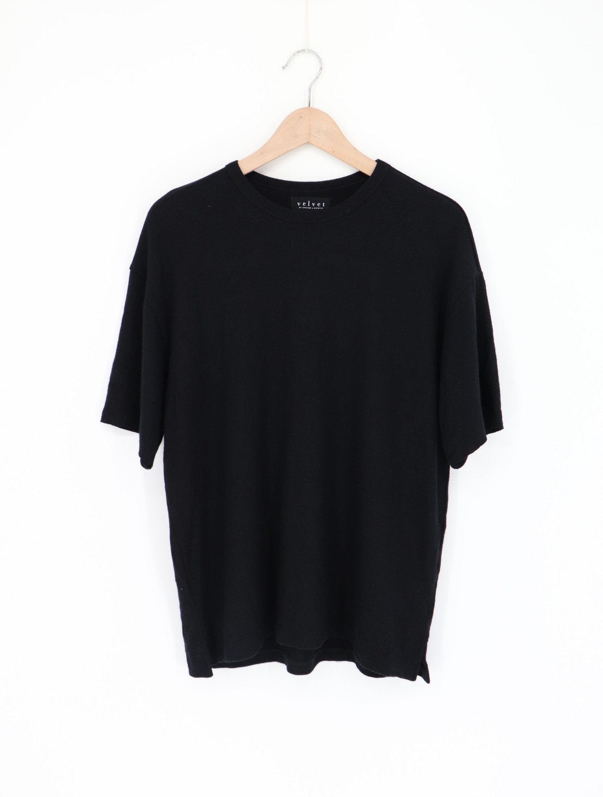 VELVET By Graham & Spencer Mens Viscose Jersey Tee Black M $108 A7 249