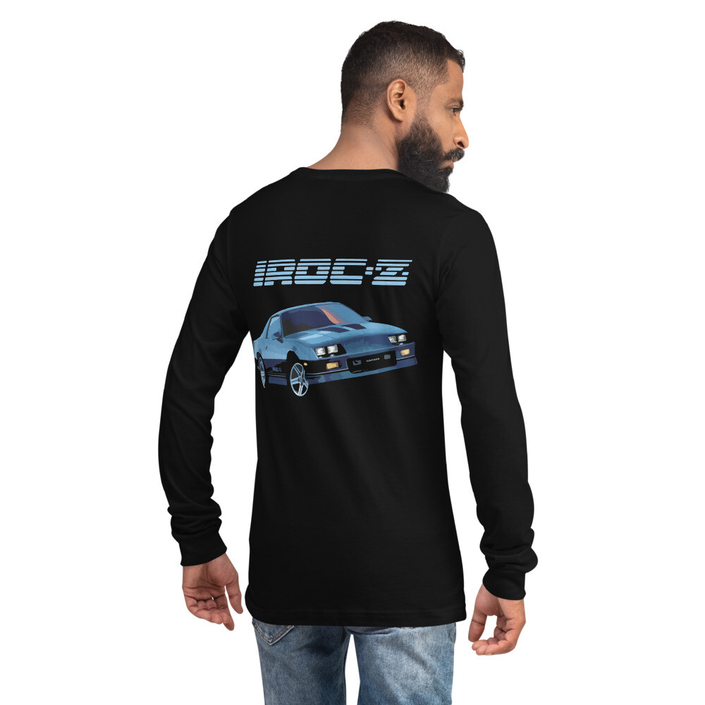 Blue IROC-Z Chevy Camaro 3rd Gen Sports Car Unisex Long Sleeve Tee