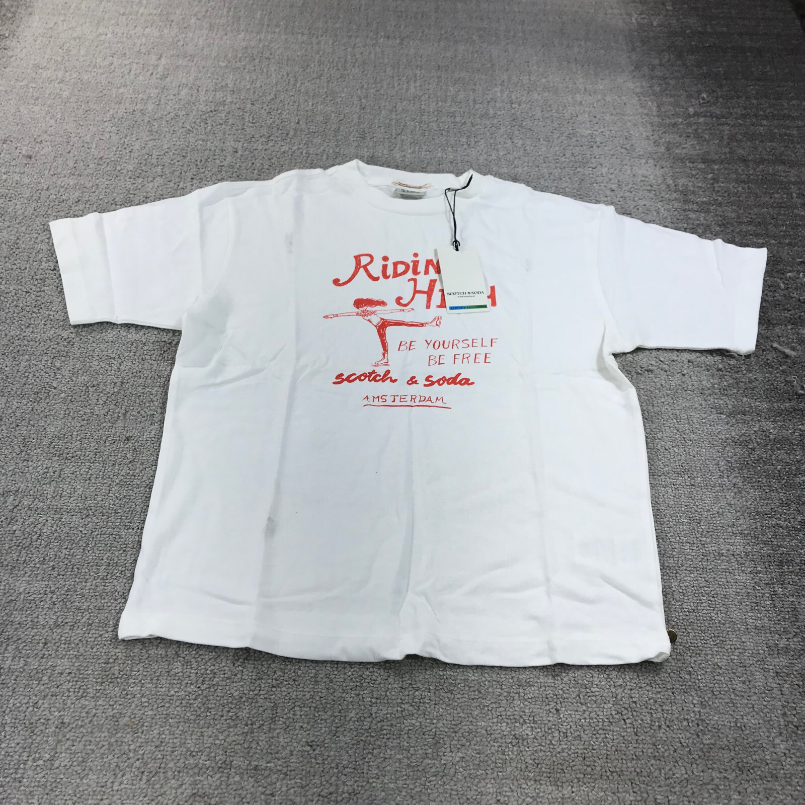 Scotch Soda Shirt Mens Small Graphic Print Spell Out it Like Riding High Red