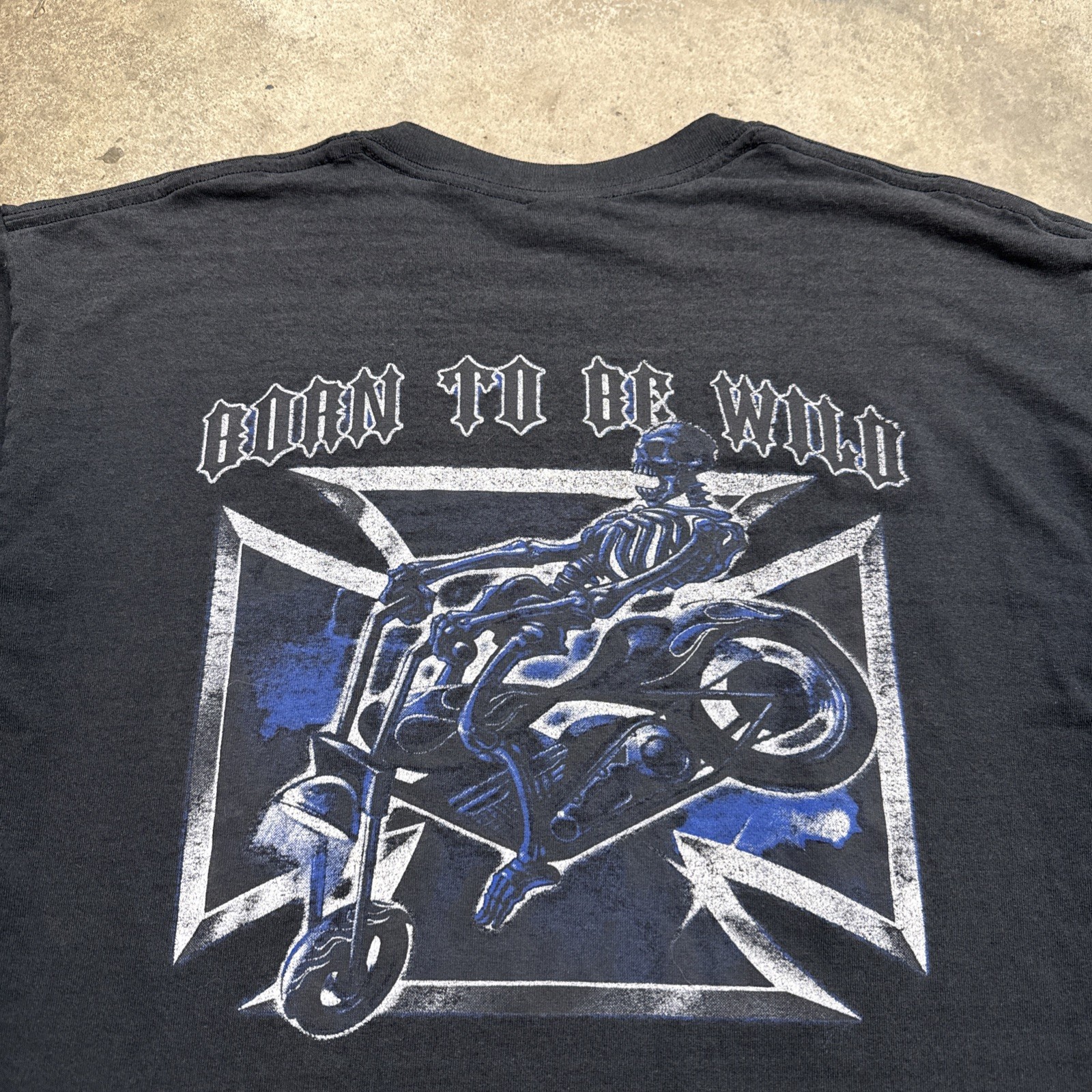 Vintage West Coast Choppers Shirt Mens Large Black 90s Skeleton Skull Faded