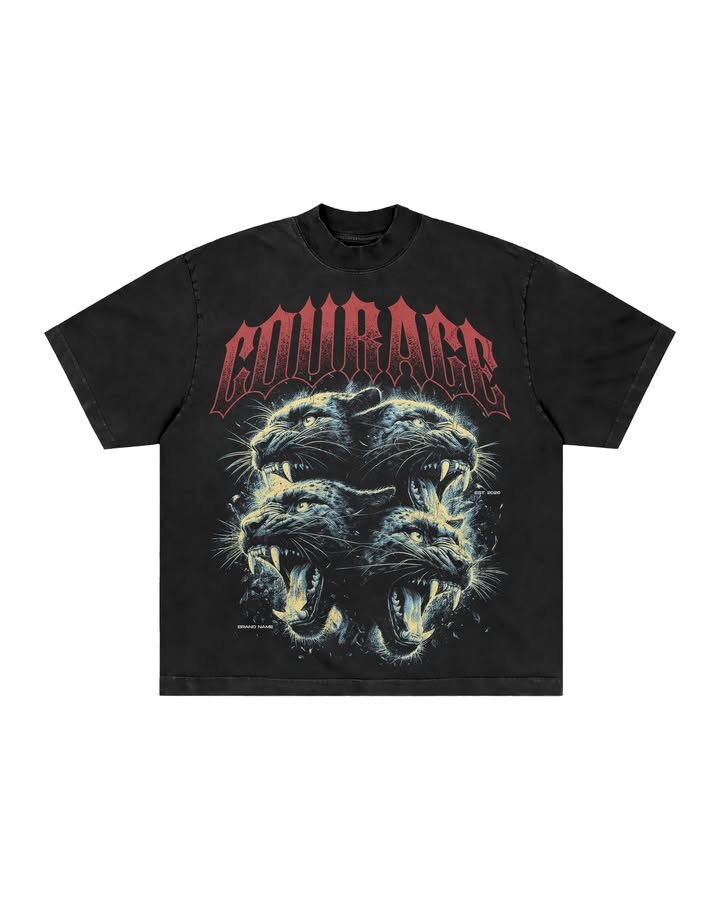 Panther Graphic T-Shirt Men’s Gothic Washed Cotton Oversized Streetwear Tee