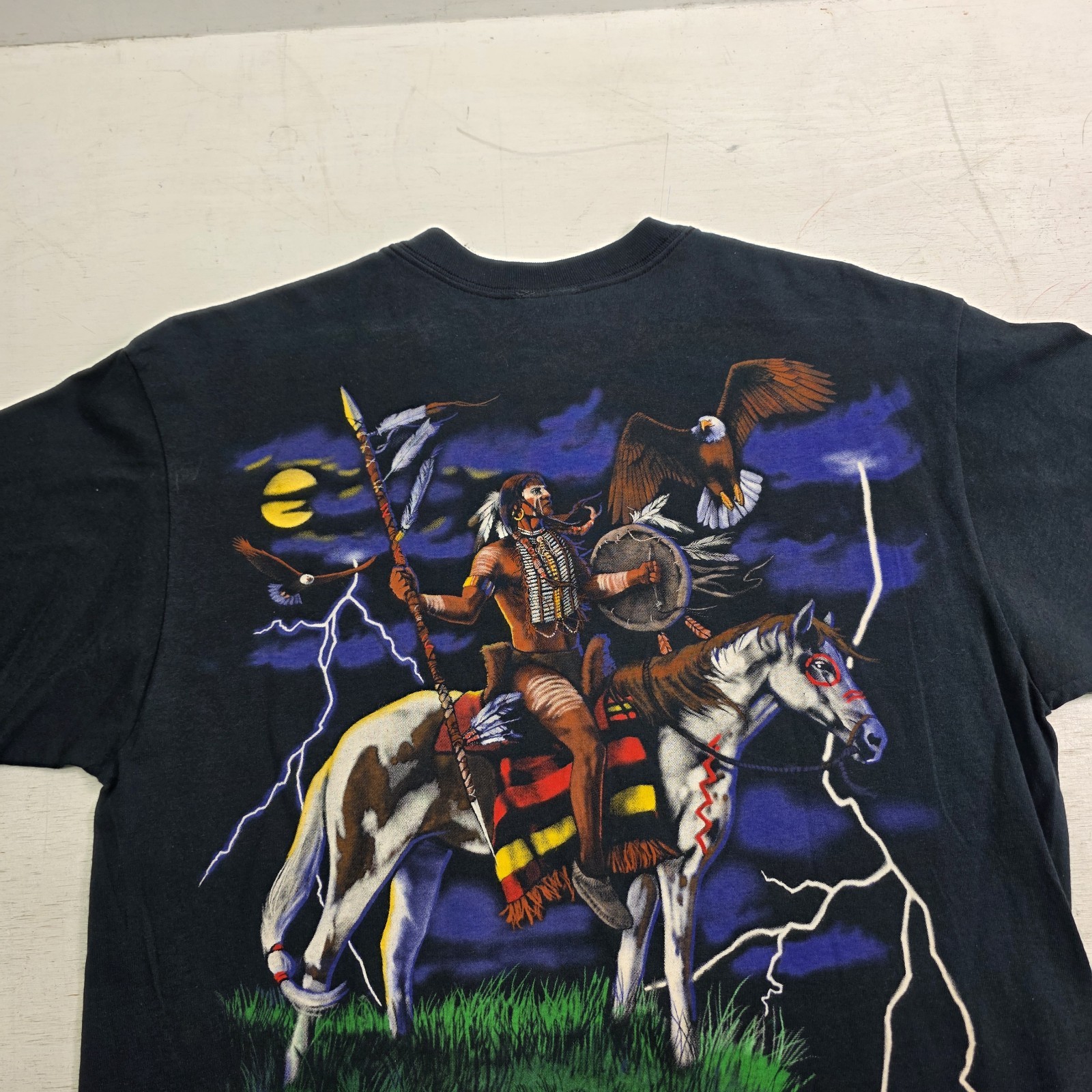 Liquid Blue Native American Horse AOP T-Shirt Mens L Brian Fox 1998 Vintage EUC
