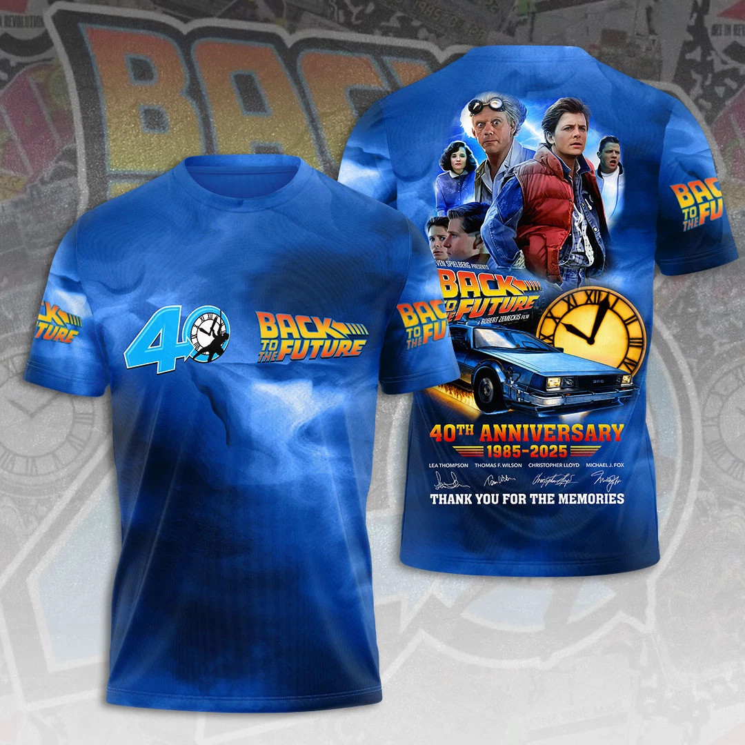 Back To The Future 40th Anniversary Movie 3D T Shirt Full Size S-5XL