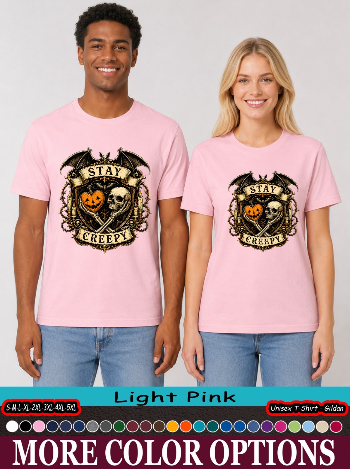 Stay Creepy Bat Skull Shirt, Gothic Pumpkin Halloween Horror Tee