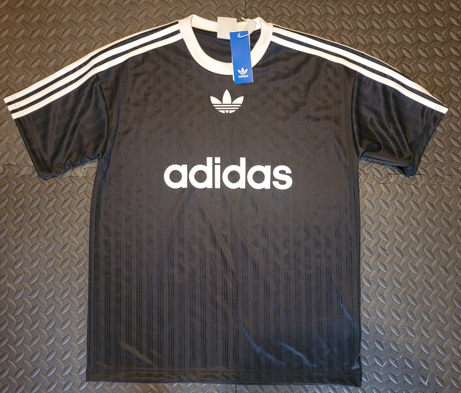RARE! NEW MEN’S ADIDAS ORIGINALS TREFOIL POLY TEE SHIRT ~SIZE 2XL #IU2341 BLACK