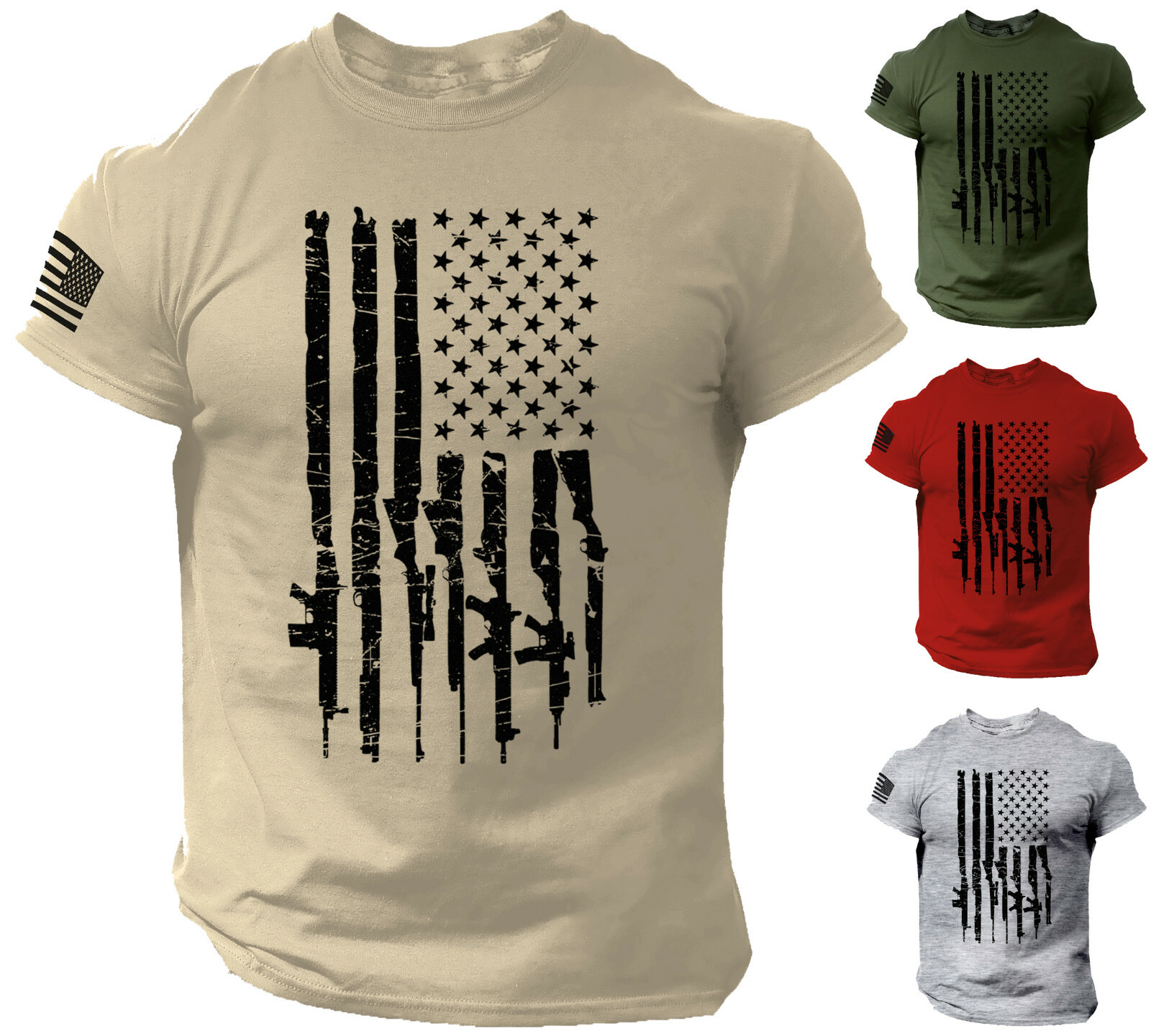 USA Flag Guns T Shirt America Freedom Rifles Shirt