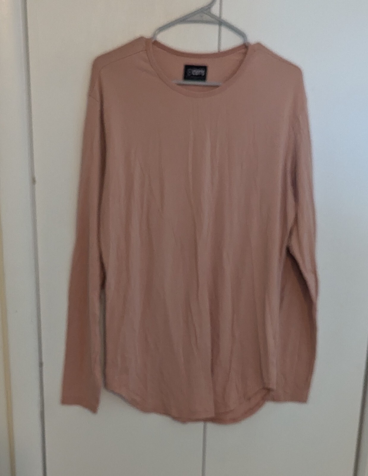 Cuts Clothing Elongated Long Sleeve T Shirt Mens Size L Coral Pink Cotton Blend
